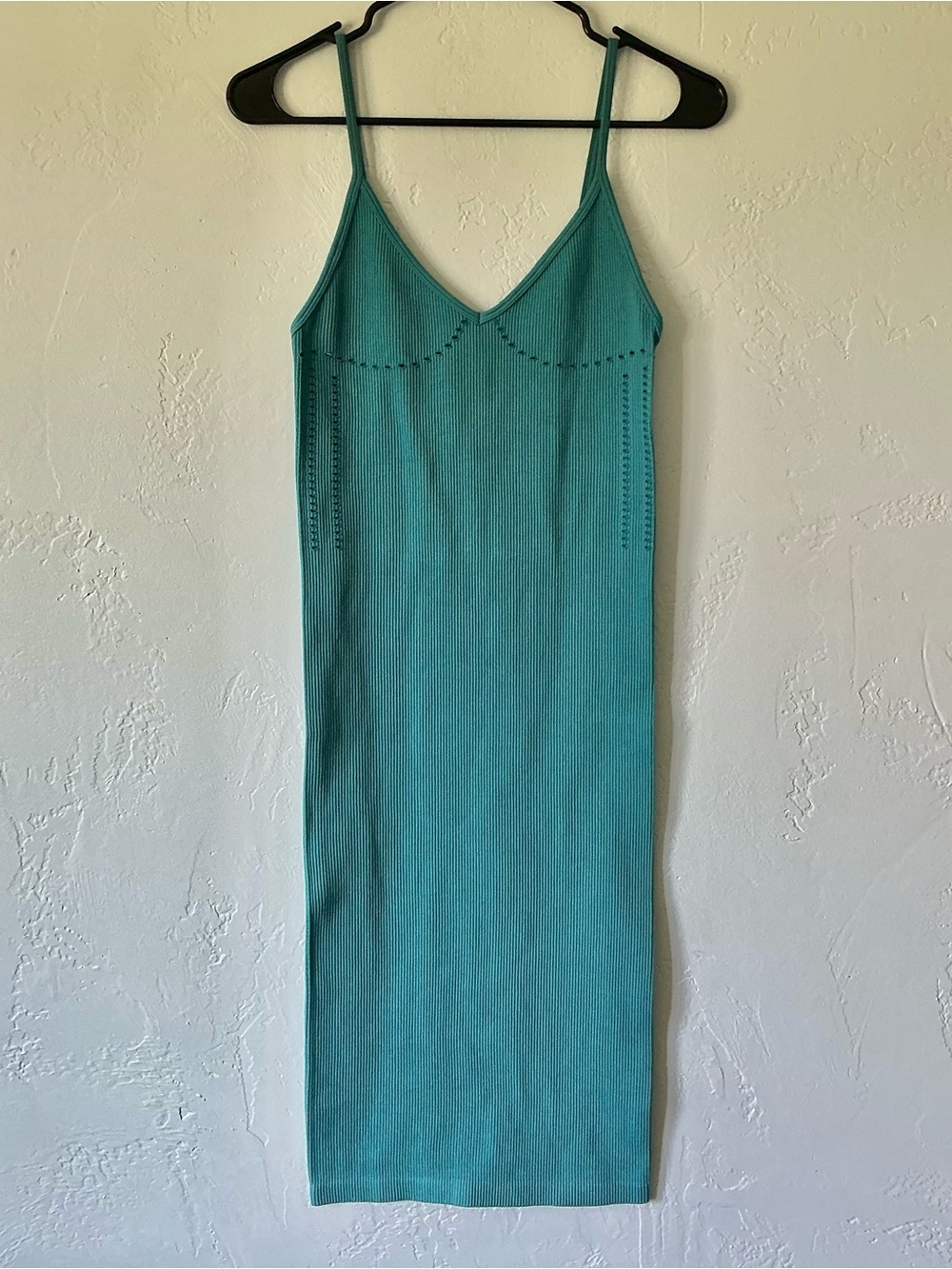 Zara Teal Ribbed Bodycon Slip Midi Dress
